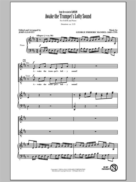  Awake The Trumpet's Lofty Sound by George Frideric Handel